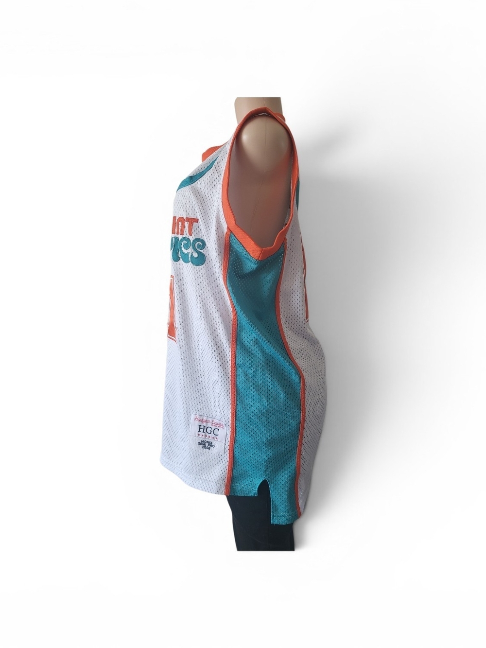 Flint Tropics Ed Monix Mesh Basketball Jersey - White/Teal/Orange - Picture 3 of 9